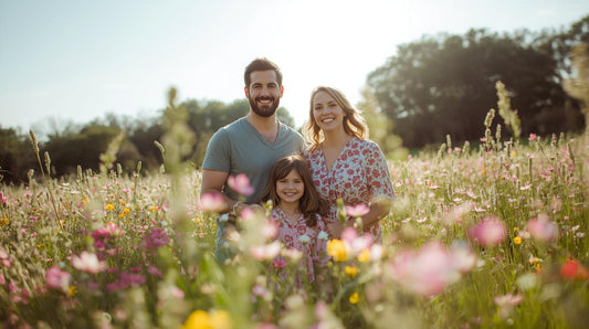 Family day out in a colorful flower field Ballarat